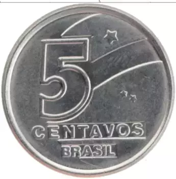Монета 5 сентаво Бразилии 1989 года Медно-никель