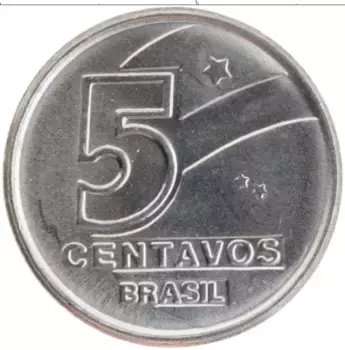 Монета 5 сентаво Бразилии 1989 года Медно-никель