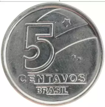 Монета 5 сентаво Бразилии 1989 года Медно-никель