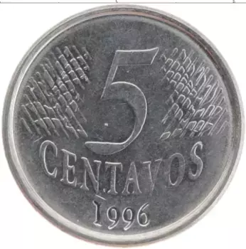 Монета 5 сентаво Бразилии 1996 года Медно-никель