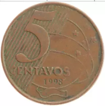Монета 5 сентаво Бразилии 1998 года Бронза Тирадентес