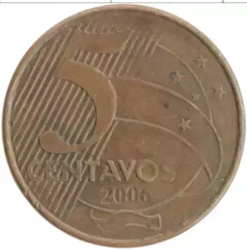 Монета 5 сентаво Бразилии 2006 года Бронза