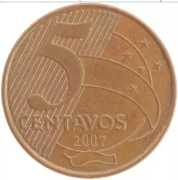 Монета 5 сентаво Бразилии 2007 года Бронза Тирадентес