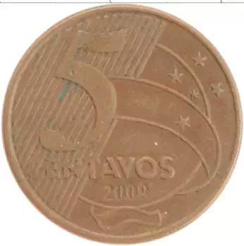 Монета 5 сентаво Бразилии 2009 года Бронза