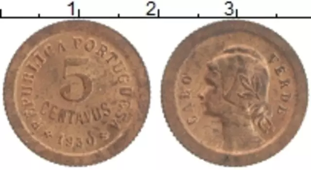 Монета 5 сентаво Кабо-Верде 1930 года Бронза