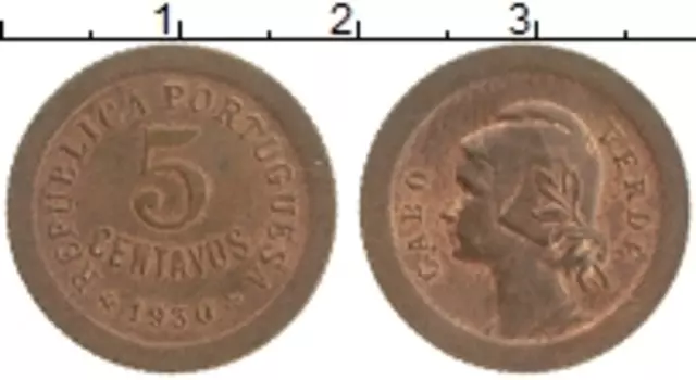 Монета 5 сентаво Кабо-Верде 1930 года Бронза