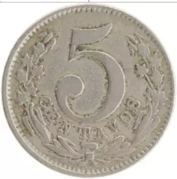 Монета 5 сентаво Колумбии 1886 года Медно-никель
