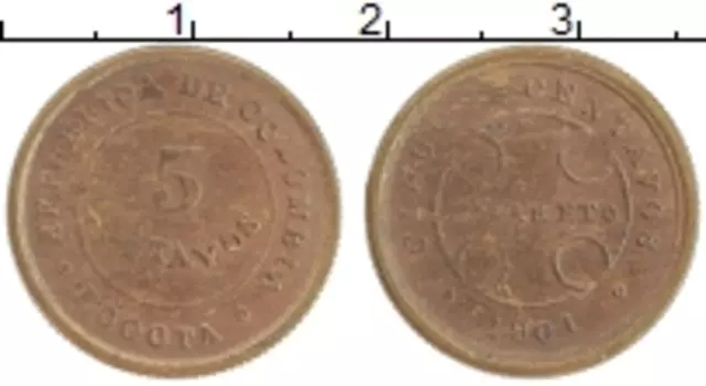 Монета 5 сентаво Колумбии 1901 года Бронза Лепрозорий