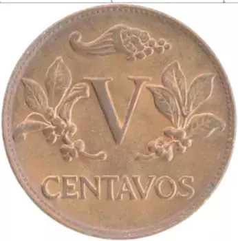 Монета 5 сентаво Колумбии 1970 года Бронза