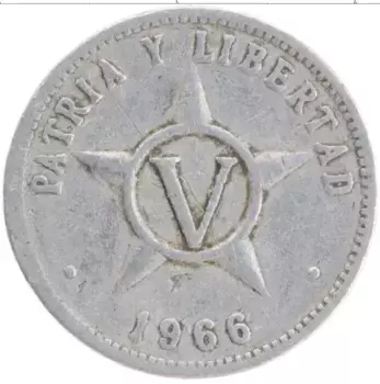 Монета 5 сентаво Кубы 1966 года Алюминий