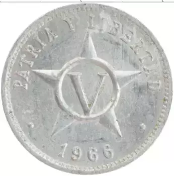 Монета 5 сентаво Кубы 1966 года Алюминий