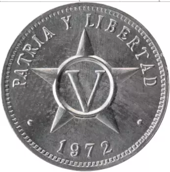 Монета 5 сентаво Кубы 1972 года Алюминий