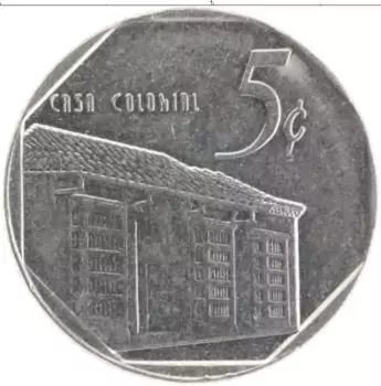 Монета 5 сентаво Кубы 1994 года Медно-никель Колониальный дом
