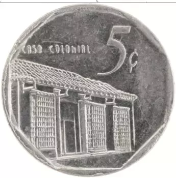 Монета 5 сентаво Кубы 1996 года Медно-никель Колониальный дом