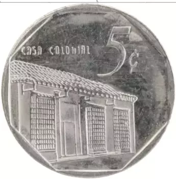 Монета 5 сентаво Кубы 1998 года Медно-никель Колониальный дом