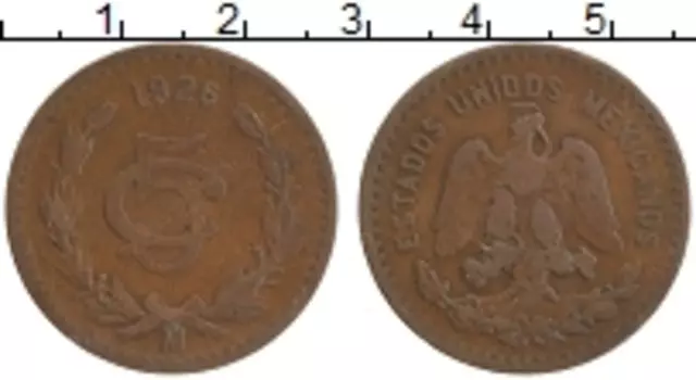 Монета 5 сентаво Мексики 1926 года Бронза