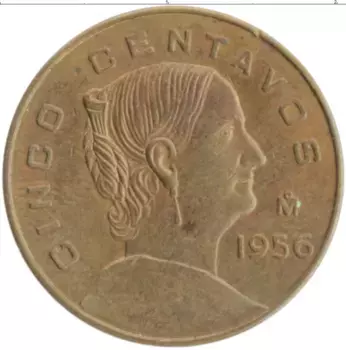 Монета 5 сентаво Мексики 1956 года Бронза Хосефа Ортис де Домингес