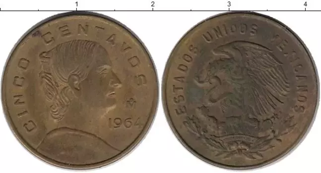 Монета 5 сентаво Мексики 1964 года Бронза Хосефа Ортис де Домингес