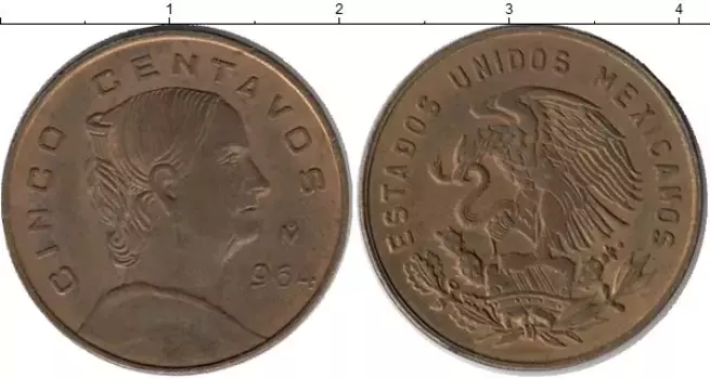 Монета 5 сентаво Мексики 1964 года Бронза Хосефа Ортис де Домингес