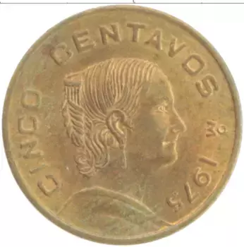 Монета 5 сентаво Мексики 1975 года Бронза