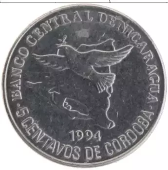 Монета 5 сентаво Никарагуа 1994 года Медно-никель