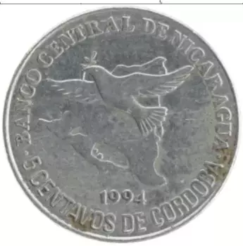 Монета 5 сентаво Никарагуа 1994 года Медно-никель