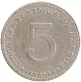 Монета 5 сентесим Панамы 1962 года Медно-никель