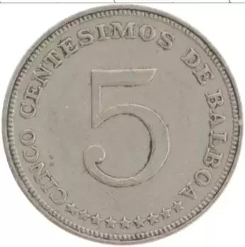 Монета 5 сентесим Панамы 1966 года Медно-никель