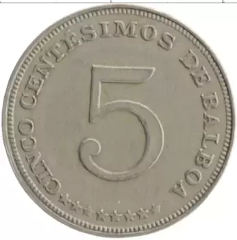Монета 5 сентесим Панамы 1966 года Медно-никель