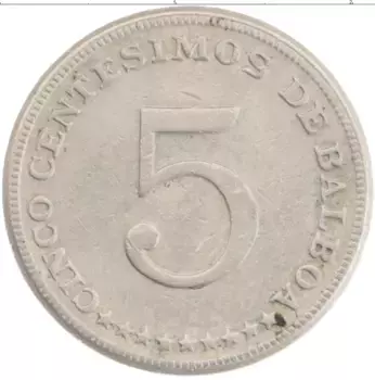 Монета 5 сентесим Панамы 1968 года Медно-никель