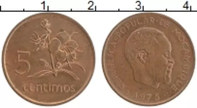 Монета 5 сентим Мозамбика 1975 года Бронза