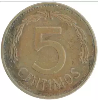 Монета 5 сентим Венесуэлы 1977 года Бронза