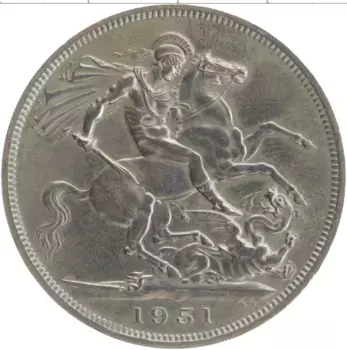 Монета 5 шиллингов Англии 1951 года Медно-никель Георг VI