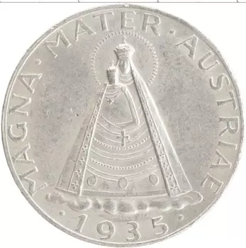 Монета 5 шиллингов Австрии 1935 года Серебро Мариацелльская Мадонна