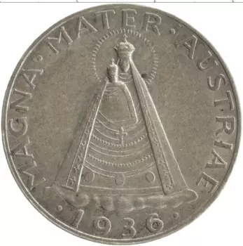 Монета 5 шиллингов Австрии 1936 года Серебро Мариацелльская Мадонна