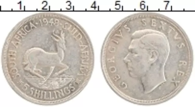 Монета 5 шиллингов Южно Африканской Республики 1948 года Серебро Георг VI