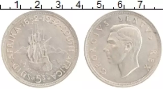Монета 5 шиллингов Южно Африканской Республики 1952 года Серебро Георг VI