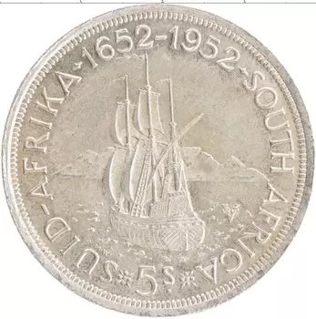 Монета 5 шиллингов Южно Африканской Республики 1952 года Серебро Георг VI