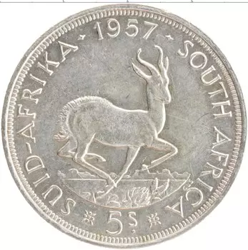 Монета 5 шиллингов Южно Африканской Республики 1957 года Серебро Елизавета II