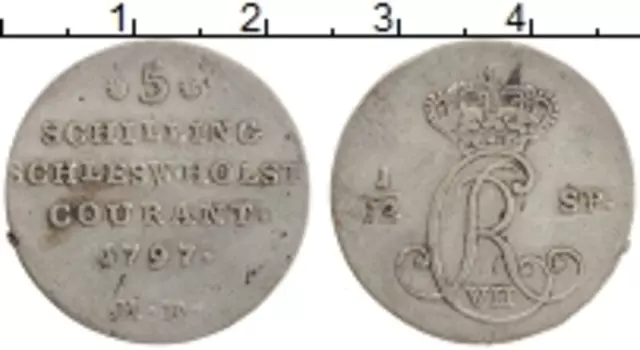 Монета 5 шиллингов Шлезвиг-Гольштейна 1797 года Серебро Карл VII