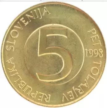 Монета 5 толаров Словении 2000 года Латунь