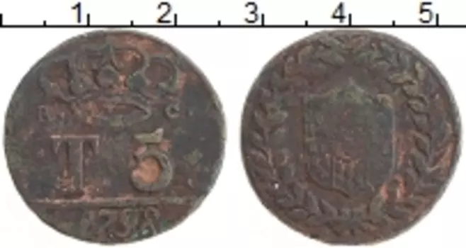 Монета 5 торнеси Неаполя 1798 года Медь Фердинанд IV