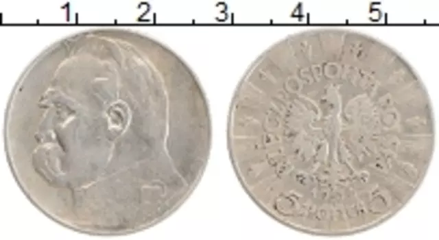 Монета 5 злотых Польши 1936 года Серебро Йозеф Пилсудский