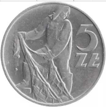 Монета 5 злотых Польши 1960 года Алюминий