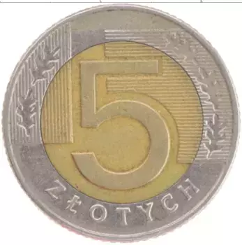 Монета 5 злотых Польши 1994 года Биметалл