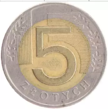 Монета 5 злотых Польши 1994 года Биметалл