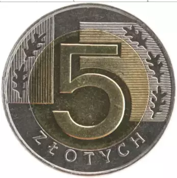 Монета 5 злотых Польши 1996 года Биметалл
