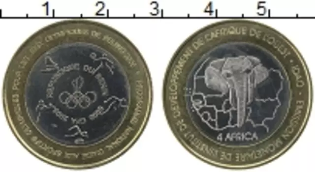 Монета 6000 франков Бенина 2005 года Биметалл Олимпийские игры в Пекине