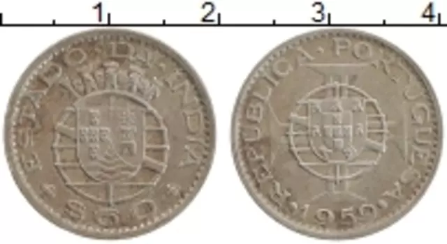 Монета 60 сентаво Португальской Индии 1959 года Медно-никель