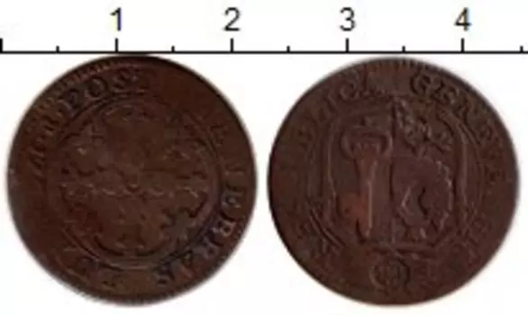 Монета 6 денье Женевы 1766 года